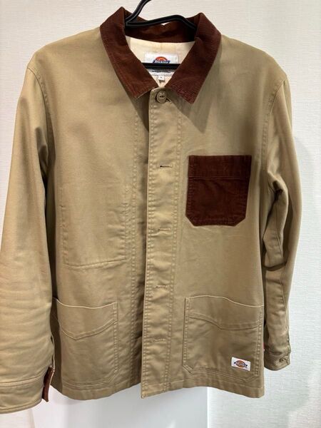 【美品】Dickies カバーオール ジャケット コーデュロイ ベージュ Lサイズ
