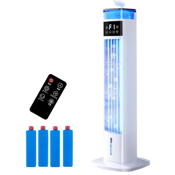 新品【2025年新型】冷風機 加湿器 1台2役 タワーファン 扇風機 冷風扇 強力送風 冷風扇風機 静音 自動首振り 3段階風量調