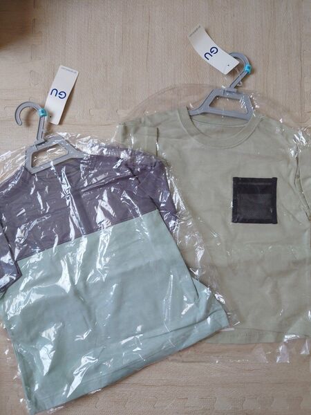 GU ジーユー 半袖Tシャツ 2枚 セット バイカラー シンプル 綿100