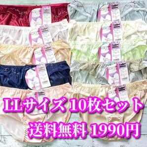 LLサイズ 10枚セット トリコット生地 レース花柄 フルバックショーツ まとめ売り デイリーショーツ 395