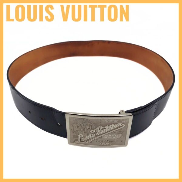 LOUIS VUITTON ルイヴィトン サンチュール ジーンズ ベルト M6812 85/34 レザー メタルバックル メンズ