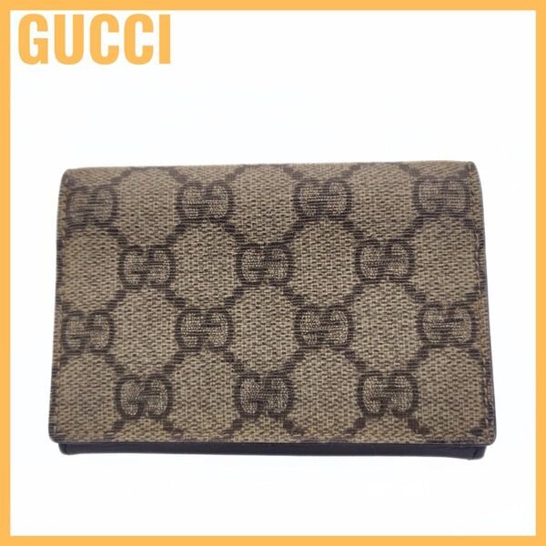 GUCCI グッチ GGスプリーム カードケース パスケース 名刺入れ ベージュ PVC レザー