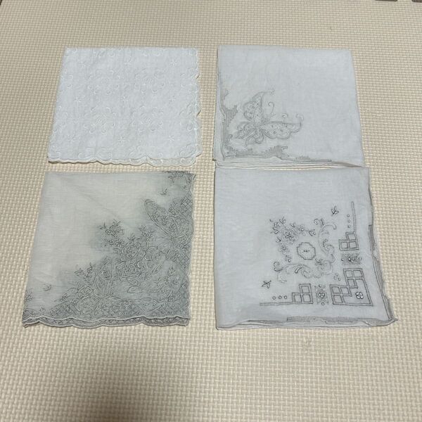中国伝統工芸品 汕頭スワトウ SWATOW 刺繍ハンカチ 他 4枚セット