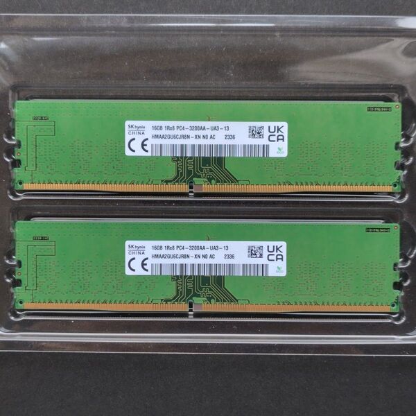 【動作確認済】SK hynix製 32GB(16GB×2枚セット)DDR4-3200(PC4-25600)DIMM デスクトップ用