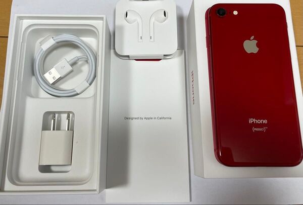 Apple iPhone8 64GB Red SIMロックなし 初期化済み アクティベーションロック解除済み 付属品 イヤホン