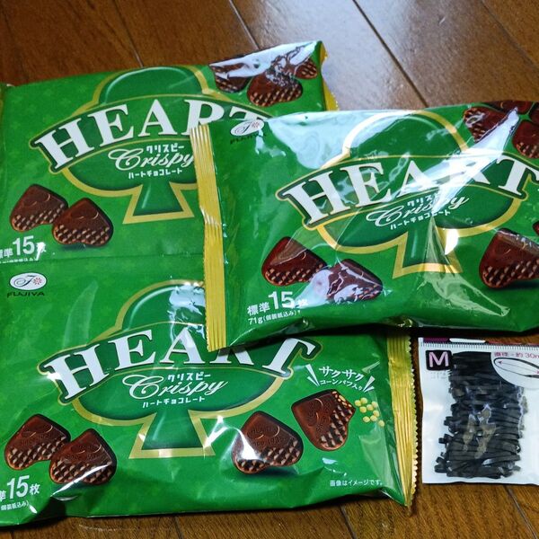 不二家ハートチョコレートクリスピー3袋 ヘアゴム