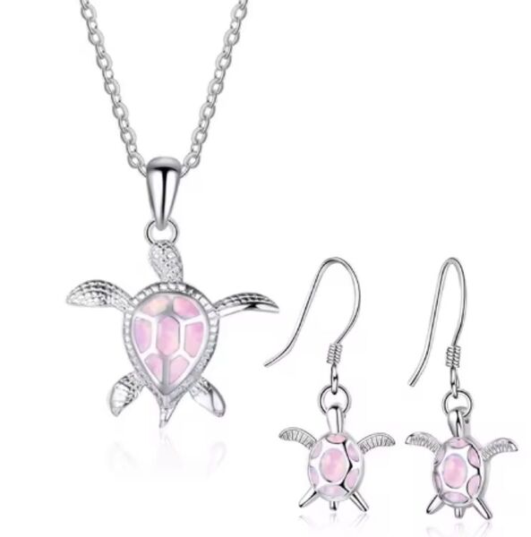 最終価格!海亀 ピンク ネックレスとピアスの2個セット レディースアクセサリー