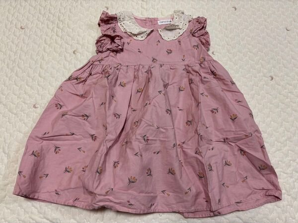 mamaraku チューリップ柄 ピンク ノースリーブワンピース 95サイズ
