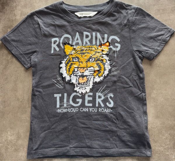 H&M KIDS Tシャツ タイガー スパンコール 半袖 キッズ