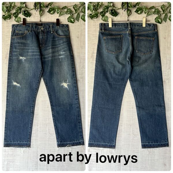 アパート バイ ローリーズ apart by lowrys ダメージデニム ジーンズ 綿 ストレッチなし インディゴ染め サイズL