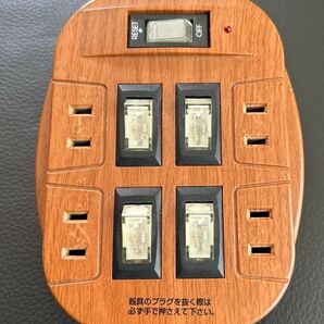 木目調スイッチ式 4つ口コンセント コンセント