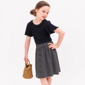 SNIDEL KIDS/スナイデルキッズ/リネンドッキングワンピース/BLK100cm/新品未使用タグ付き送料込み