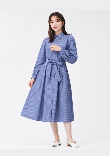 GU ストライプシャツワンピース ブルー sサイズ