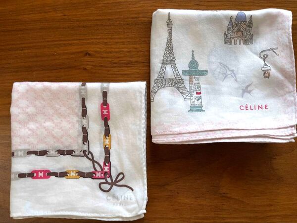 ハンカチ セリーヌ CELINE 2枚 ハンカチ CELINE セリーヌ ブランドハンカチ 花柄