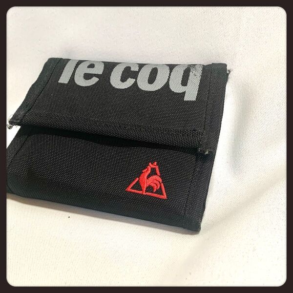 ☆le coq sportif 二つ折り財布 ブラック ルコック マジックテープ ナイロン