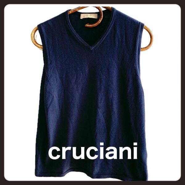 ☆Cruciani ネイビー ノースリーブ トップス 綿ニット クルチアーニ イタリア製