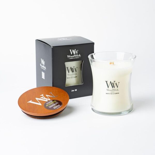 WoodWick ホワイトティー&ジャスミン アロマキャンドル 焚き火 ウッドウィック