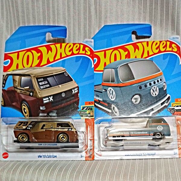 2個セット ホットウィール VW T2 ピックアップ & VW T3 カスタム ミニカー
