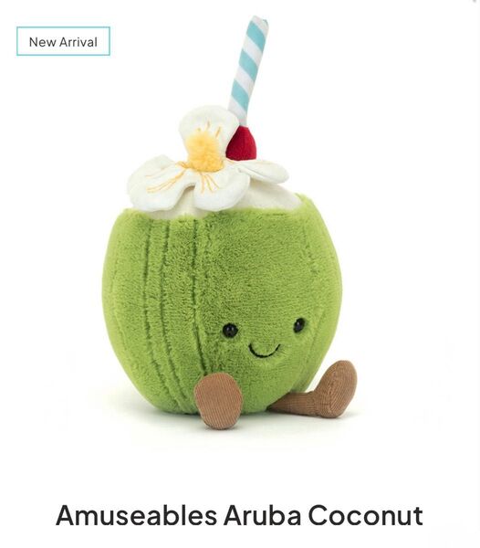 2025.5 新作 Jellycat ジェリーキャット アミューズブル アルバ ココナッツ ぬいぐるみ 保存袋付き