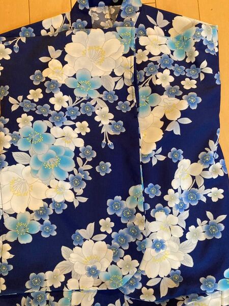 浴衣 花柄 紺色 浴衣単体
