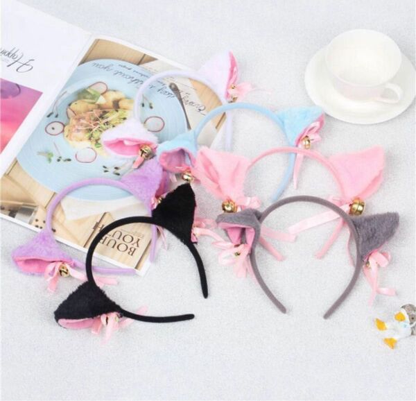 (全6色SET) 猫耳 カチューシャ 鈴付き ヘッドバンド獣耳狐耳コスプレ 仮装