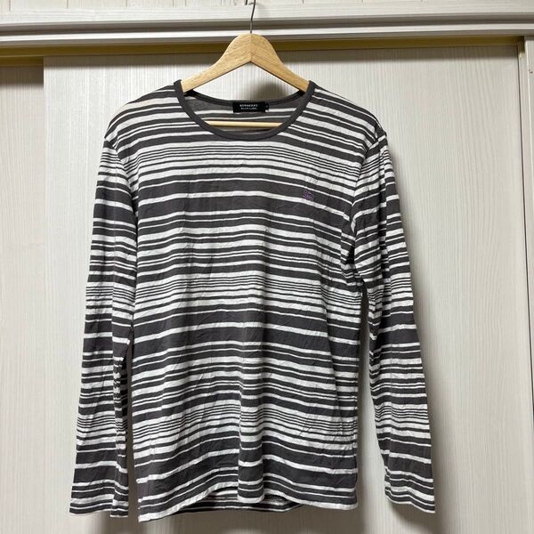 BURBERRY BLACK LABEL ボーダー柄長袖Tシャツ グレー