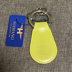 HAMANOイエロー レザー キーホルダー キーリング 日本製牛革 濱野皮革工藝