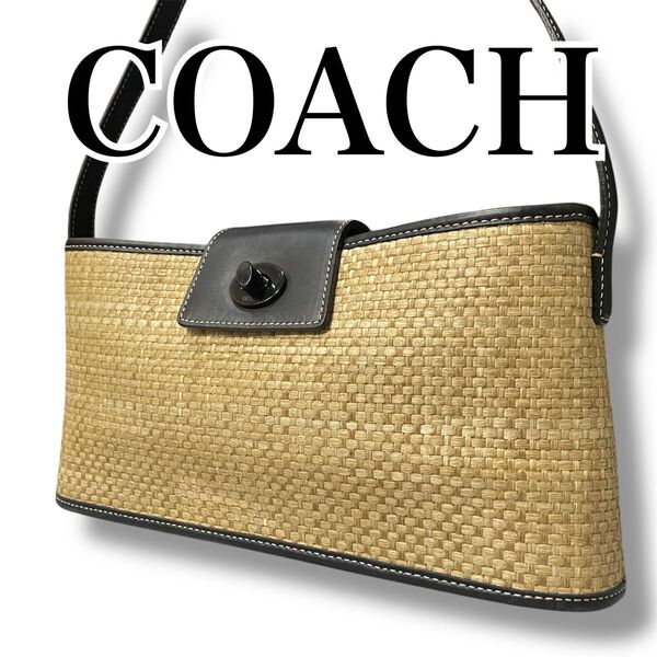 【美品】COACH コーチ ハンドバッグ ショルダーバッグ カゴバッグ 黒 ブラック