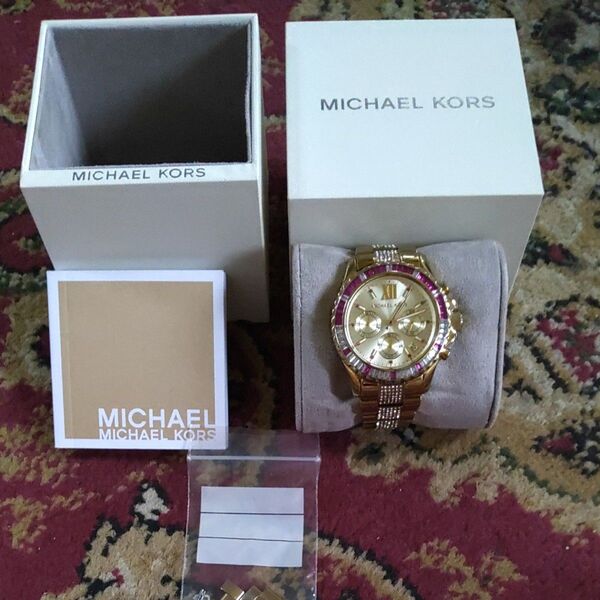 MICHAEL KORS 腕時計 ゴールド ルビー ラインストーン 希少