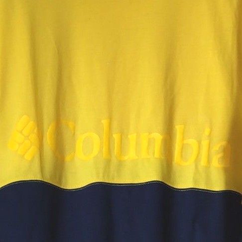 Columbia イエロー ネイビー Tシャツ OMNI-WICK 派手 men's L 半袖
