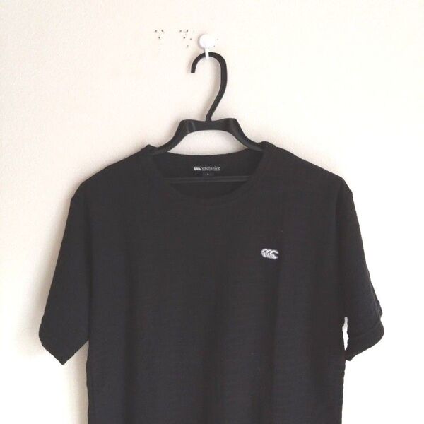 Canterbury ブラック Tシャツ exclusive 3Dロゴ 立体ロゴ 刺繍 men's L 半袖