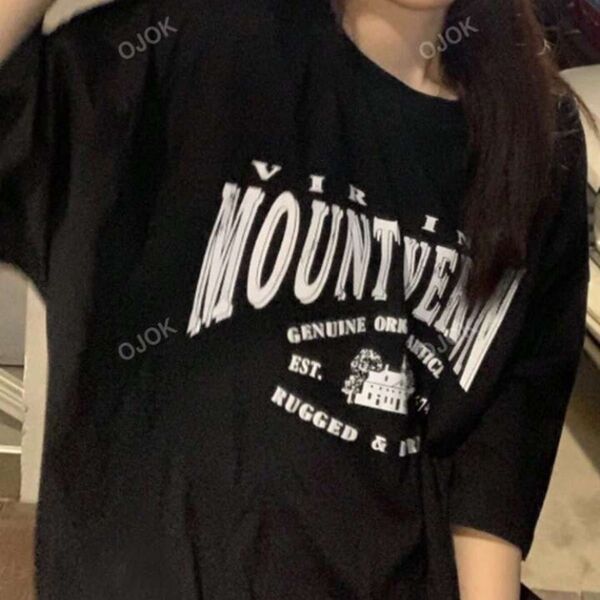 SHEINシーン グラフィックドロップショルダーオーバーサイズ Tシャツ 半袖 ロゴ 半袖Tシャツ