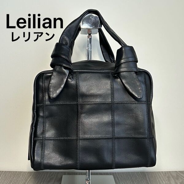 Leilian レリアン ハンドバッグ レザー ブラック
