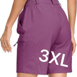 ハーフパンツ レディース テニス 速乾 マルチポケット紫 3XL