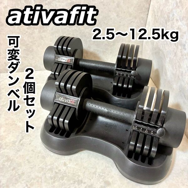 ativafit 可変式ダンベル 12.5kg×2個セット 鉄アレイ 筋トレ
