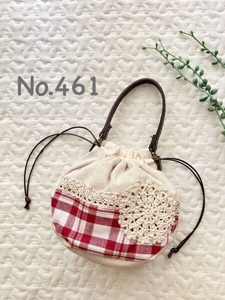 No.461*持ち手付きminiころりん巾着ポーチ*ハンドメイド*