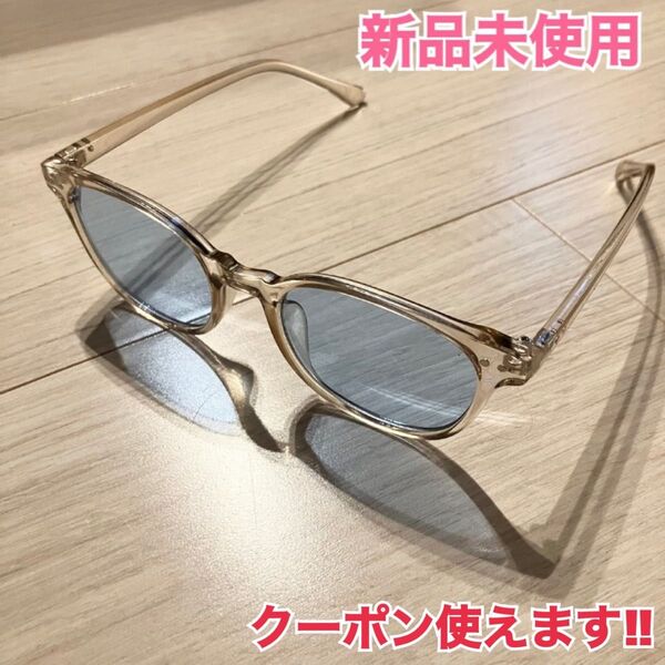 【人気商品】 サングラス ウェリントン ブルーレンズ クリアフレーム UVカット