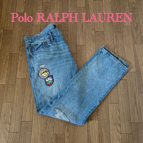 POLO RALPH LAUREN ポロラルフローレン デニムパンツ ジーンズ ダメージ加工 ワッペン 36