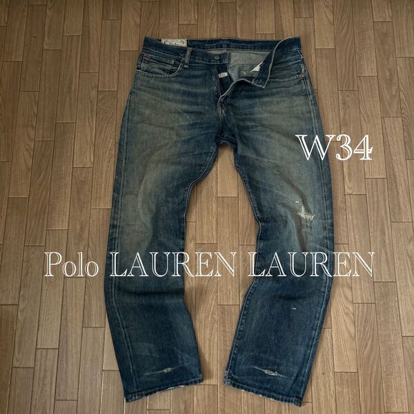 Polo LAUREN LAUREN ポロラルフローレン デニムパンツ ジーンズ ダメージ加工 W34
