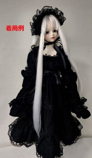 BJD SD 服 アウトフィット ドレス ヘッドドレス 2点セット 黒 ゴシック
