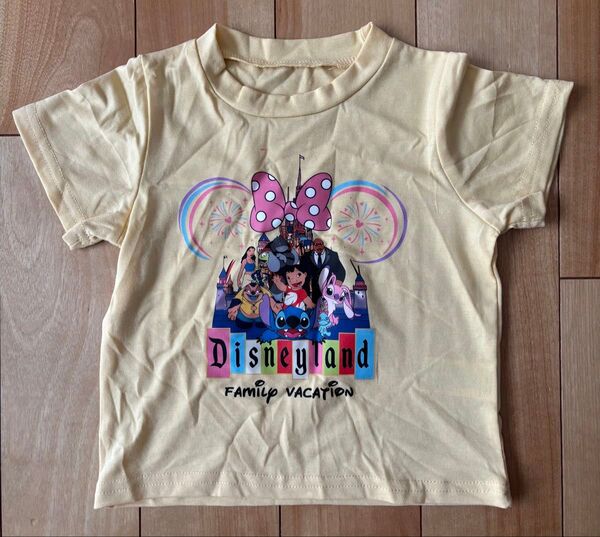 【未着用】子供服 Tシャツ 半袖 80 リロ&スティッチ イエロー