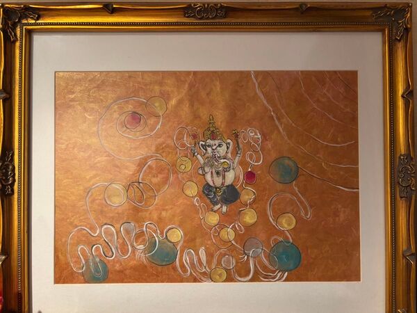 1点物!夢を叶えるガネーシャアート 線画 インド アンティーク