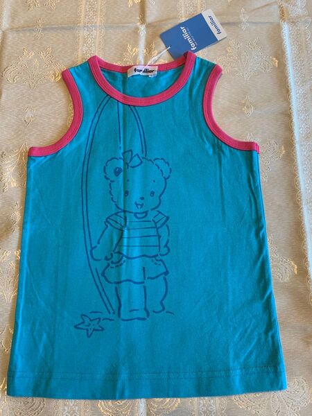 新品110ファミリア familiar ファミちゃんのブルータンクトップ Tシャツ