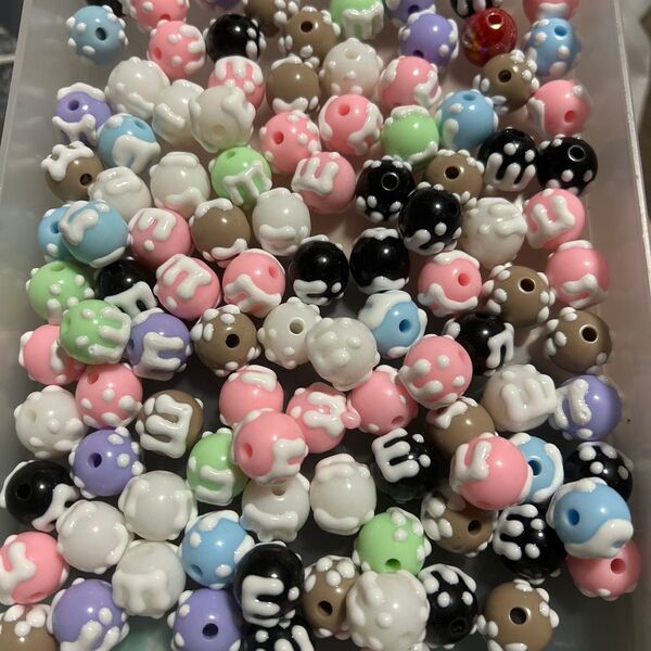 アクリルビーズ 手描き風114こまとめ売り ハンドメイド アクセサリー