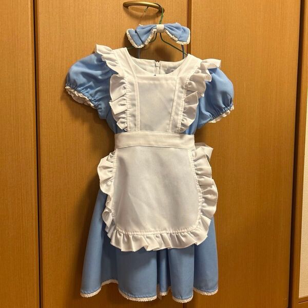ワンピース ふしぎの国のアリス コスプレ ディズニーランド 衣装 なりきり 水色 カチューシャ付き 120cm コスチュームキッズ