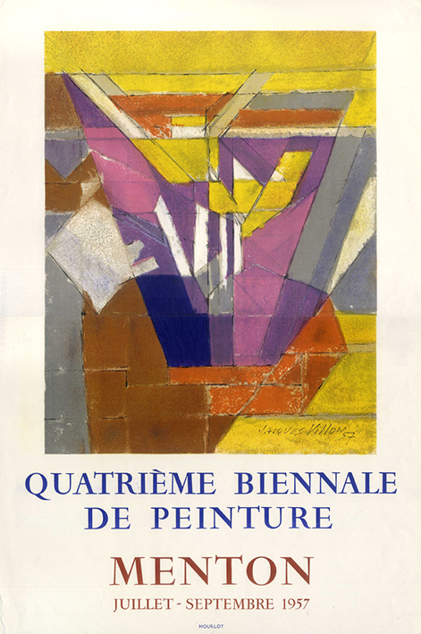 Jacques Villon 4ème Biennale des Peintures 1957, affiche lithographie originale, ouvrages d'art, imprimer, lithographier, lithographier