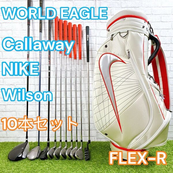 メンズ ゴルフセット 10本 FLEX-R ワールドイーグル キャロウェイ ナイキ