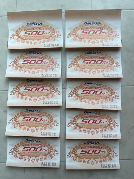 名門大洋フェリー シティラインカード ご利用券 5000円分(500円×10枚)