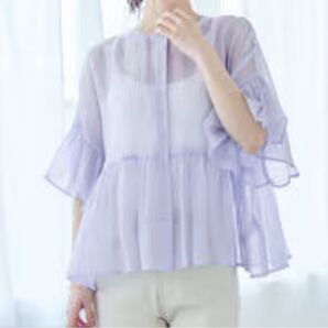 coca シアーフリルブラウス M ラベンダー新品
