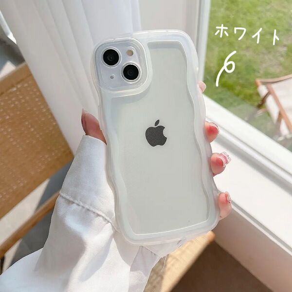 iPhone15ケース ホワイト iPhoneケース スマホケース カバー なみなみ かわいい おしゃれ クリア 韓国 透明